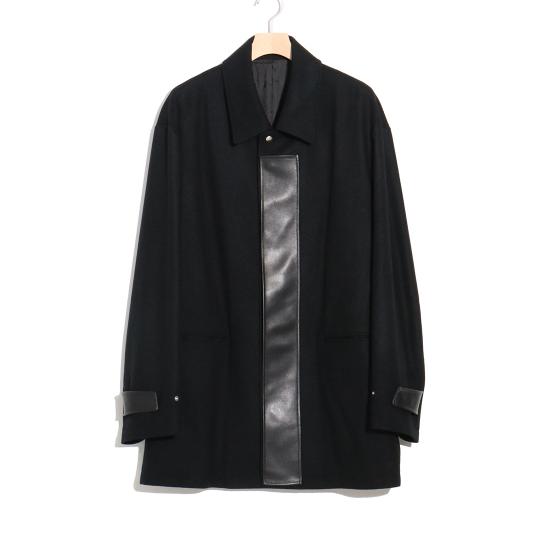 LEATHER FLY FRONT LONG JACKET