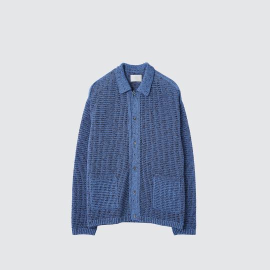 MESH KNITTED BUTTONED CARDIGAN (YK24SS0676S)